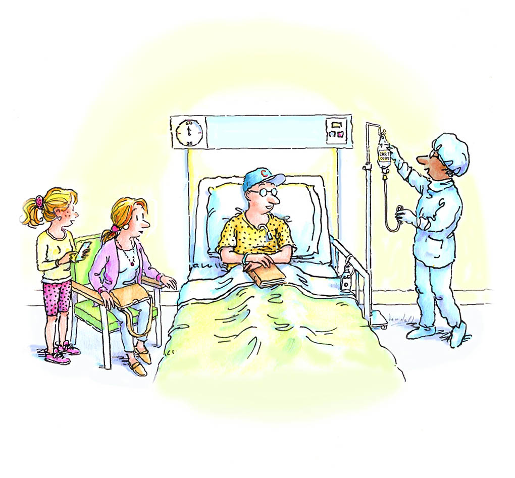 Nurse hanging CAR T-cells